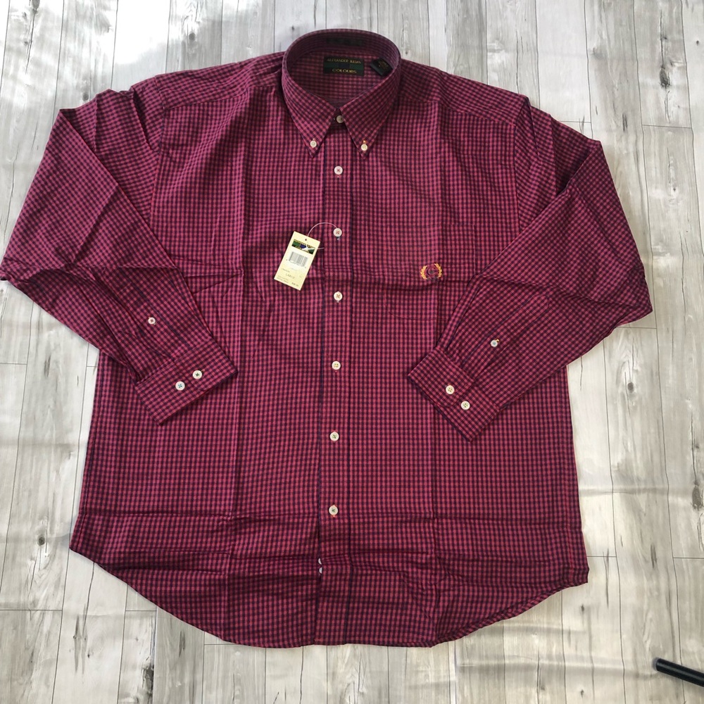 Alexander Julian Shirt Mens Large Colours Plaid Button Down Long Sleeve